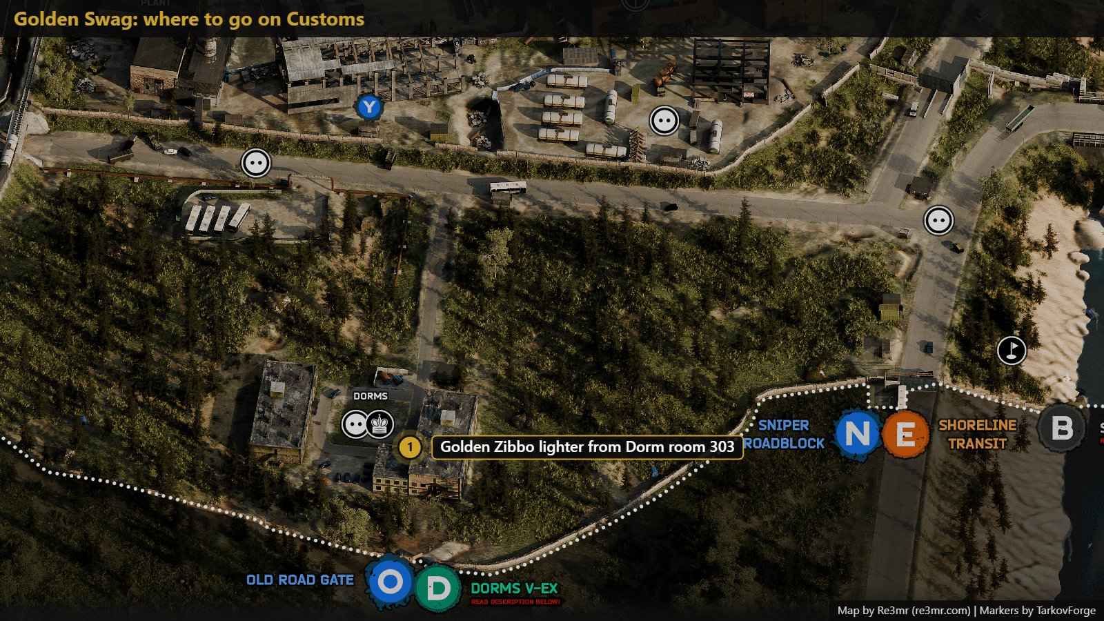 Location on Customs: Golden Zibbo lighter from Dorm room 303. Map by Re3mr.