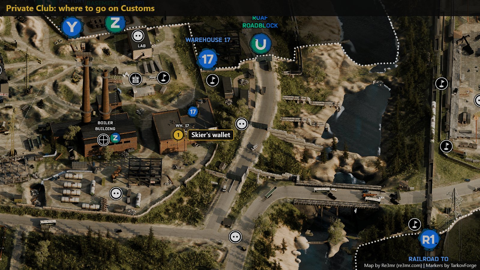 Location on Customs: Skier's wallet. Map by Re3mr.