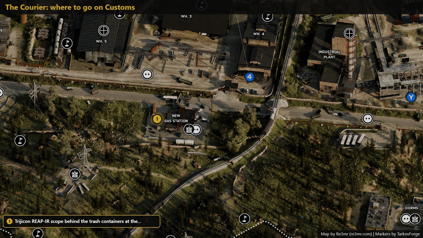 Location on Customs: Trijicon REAP-IR scope behind the trash containers at the.... Map by Re3mr.