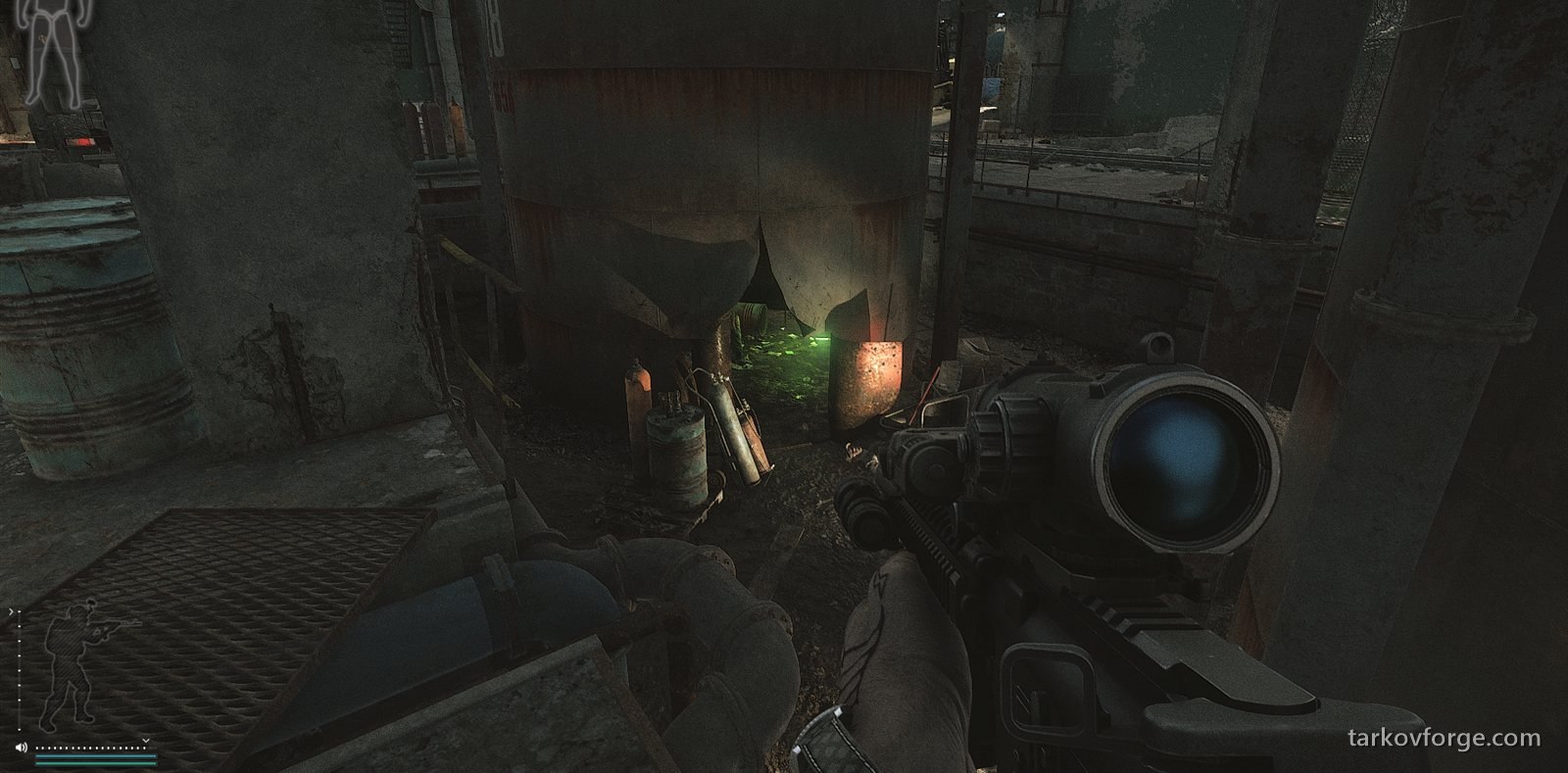 The way into the damaged tank container on Factory.