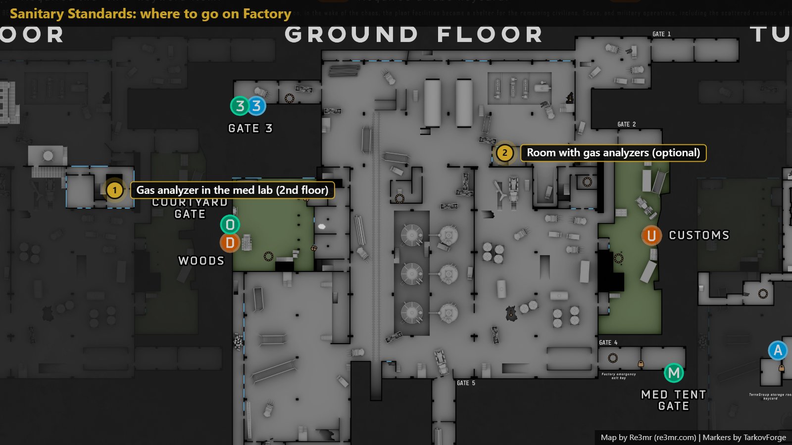 All 2 locations on Factory: Gas analyzer in the med lab (2nd floor); Room with gas analyzers (optional). Map by Re3mr.