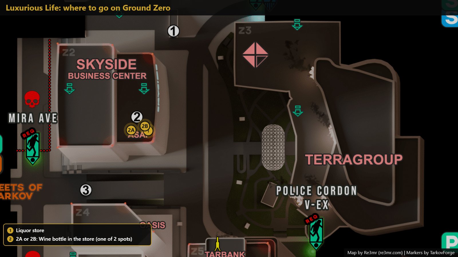 All 2 locations on Ground Zero: Liquor store; Wine bottle in the store (one of 2 spots). Map by Re3mr.