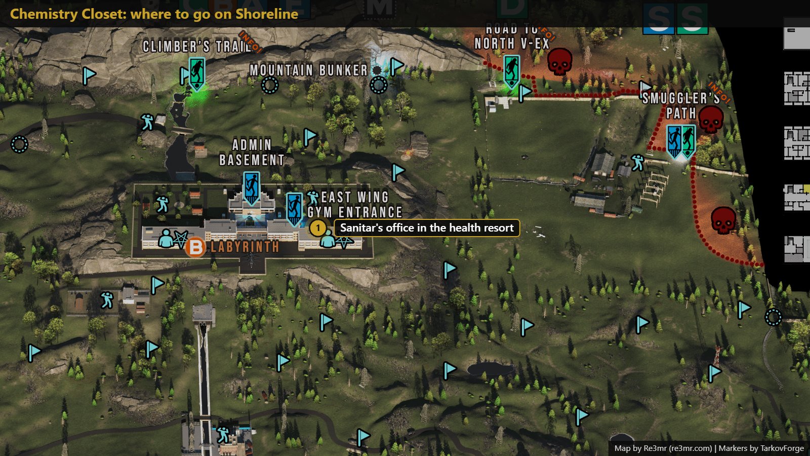 Location on Shoreline: Sanitar's office in the health resort. Map by Re3mr.