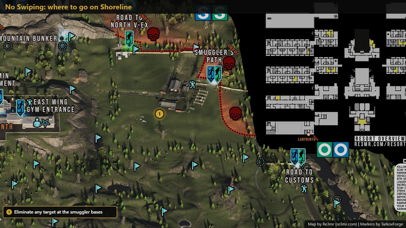 Location on Shoreline: Eliminate any target at the smuggler bases. Map by Re3mr.