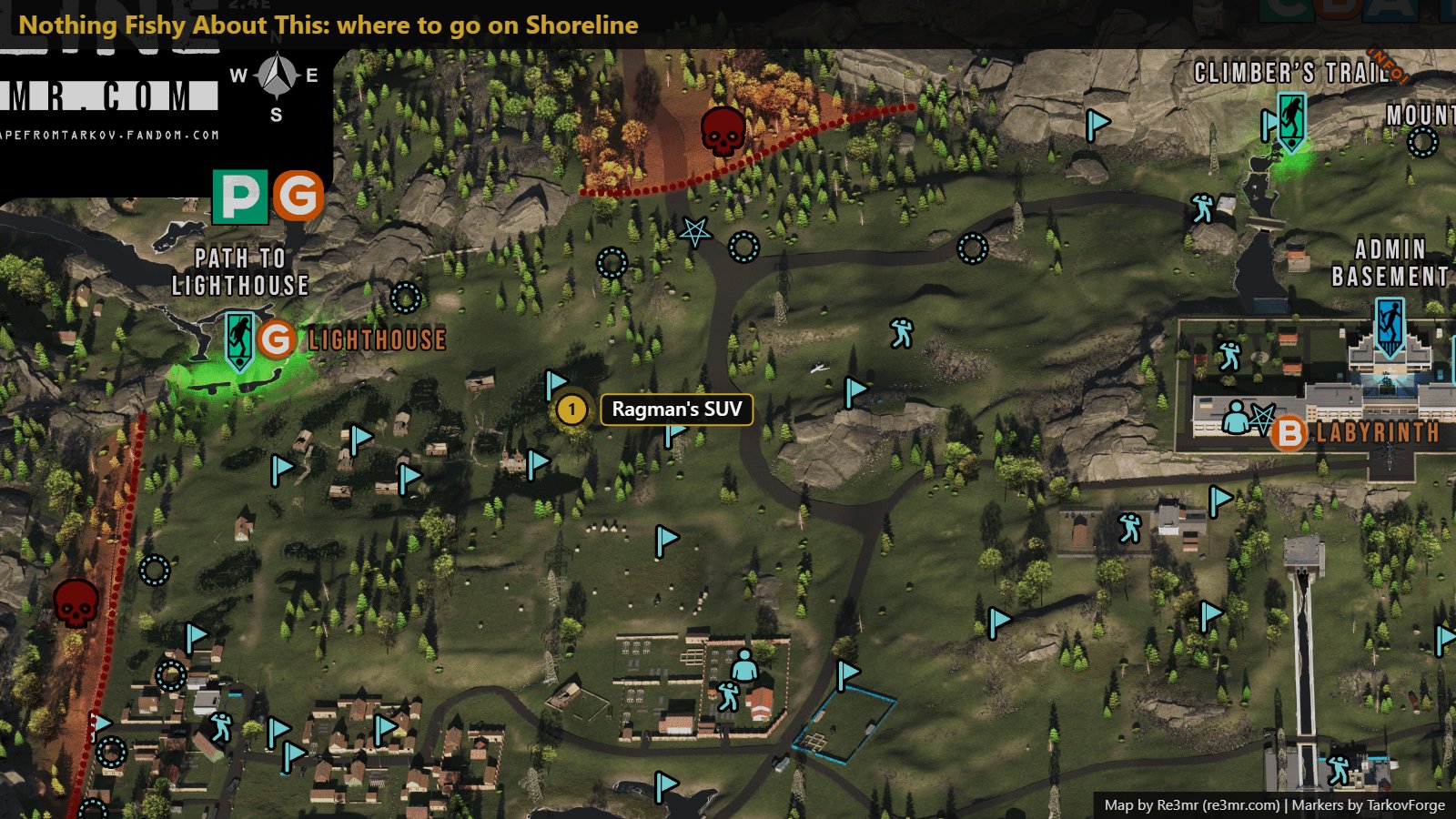Location on Shoreline: Ragman's SUV. Map by Re3mr.