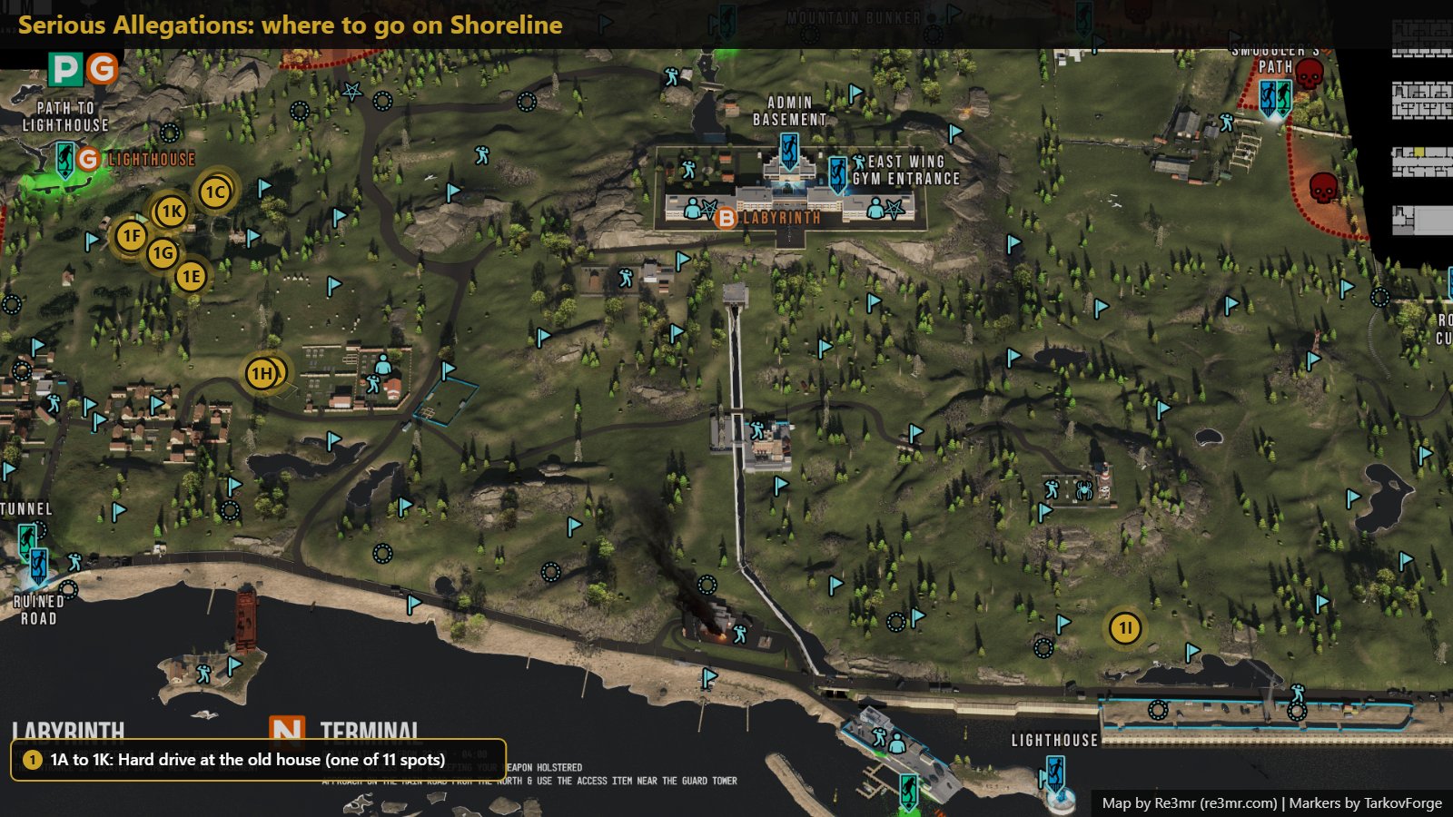 Location on Shoreline: Hard drive at the old house (one of 11 spots). Map by Re3mr.