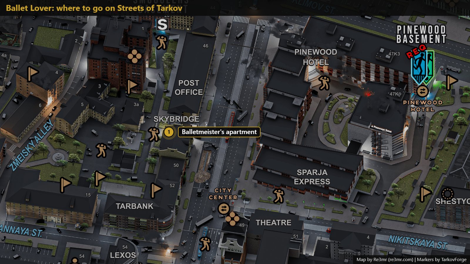 Location on Streets of Tarkov: Balletmeister's apartment. Map by Re3mr.