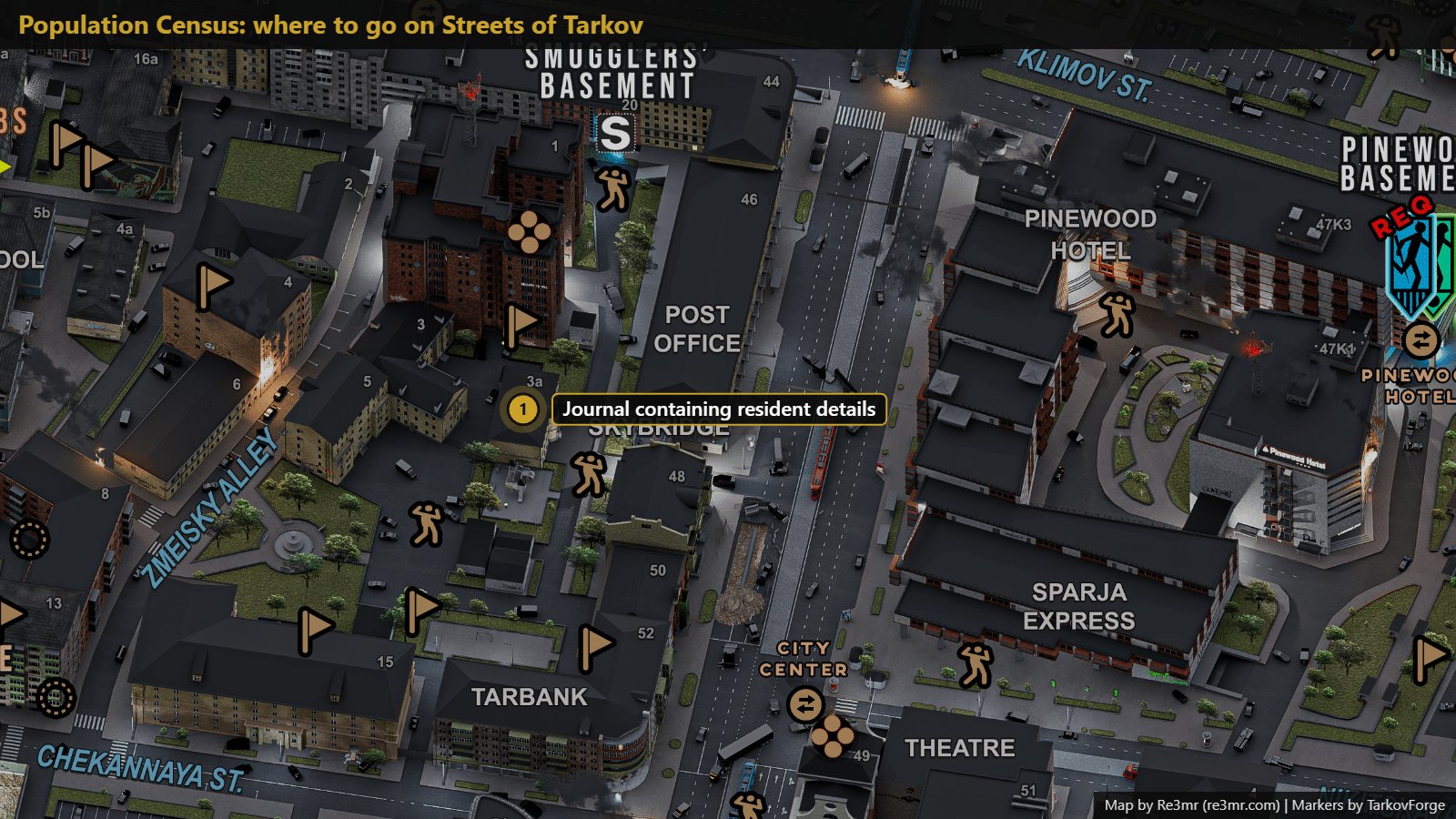 Location on Streets of Tarkov: Journal containing resident details. Map by Re3mr.