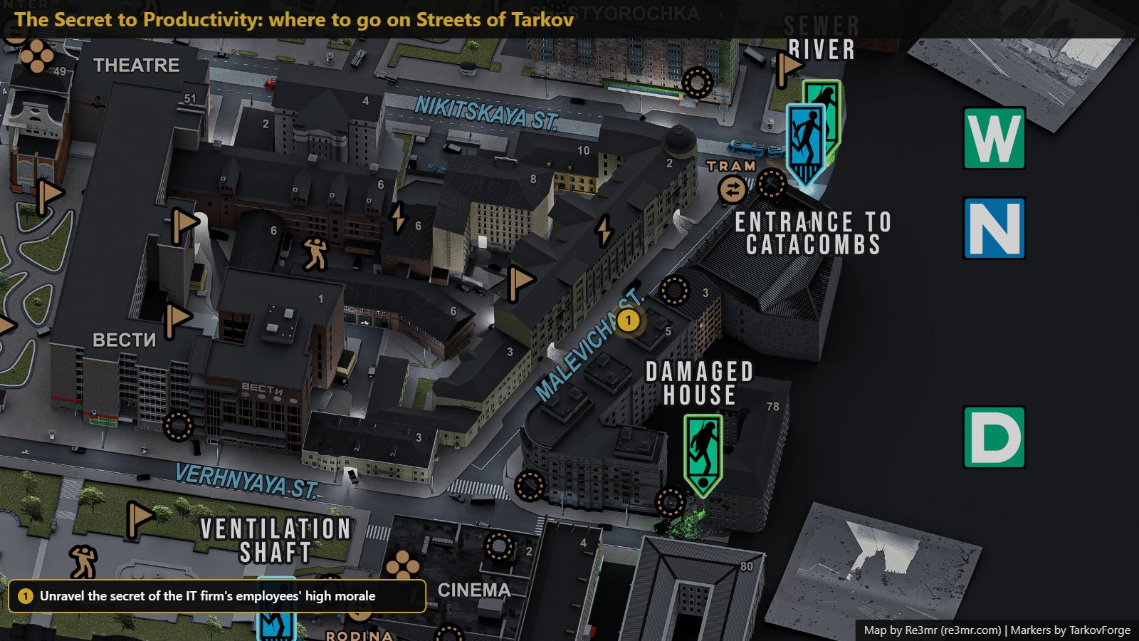 Location on Streets of Tarkov: Unravel the secret of the IT firm's employees' high morale. Map by Re3mr.