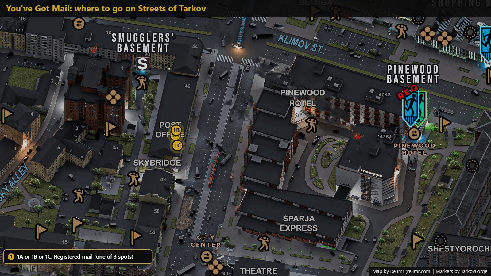 Location on Streets of Tarkov: Registered mail (one of 3 spots). Map by Re3mr.