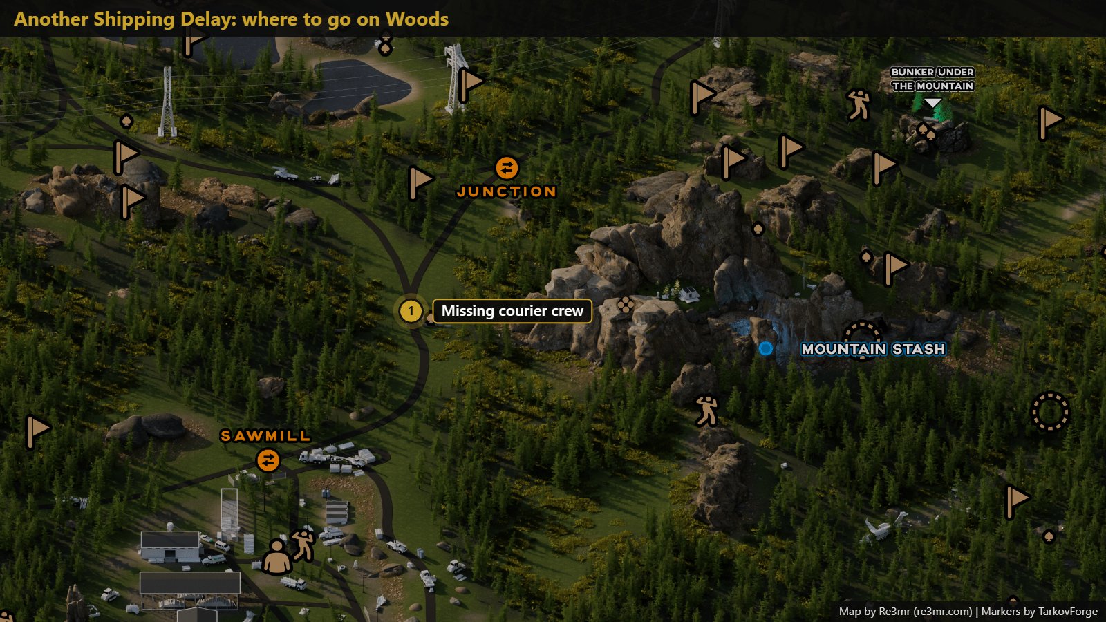 Location on Woods: Missing courier crew. Map by Re3mr.