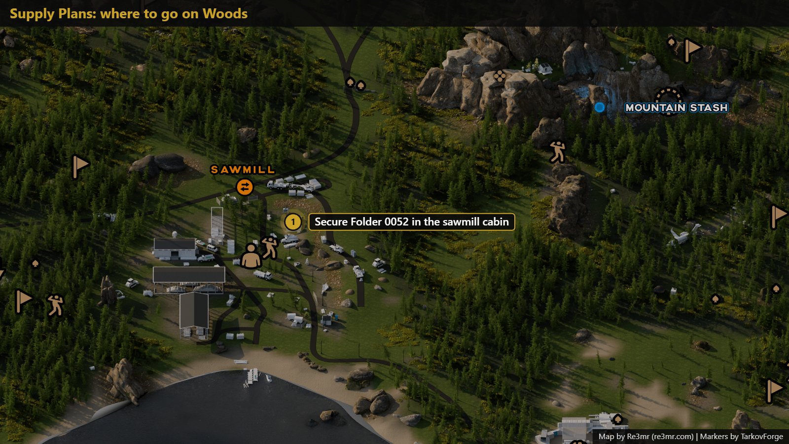 Location on Woods: Secure Folder 0052 in the sawmill cabin. Map by Re3mr.